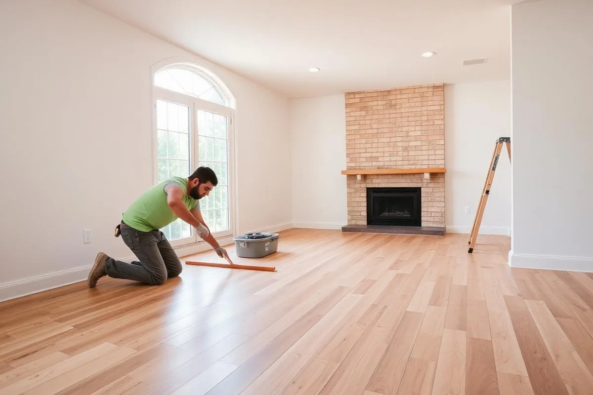 Piso de madera en sala y comedor en The Woodlands